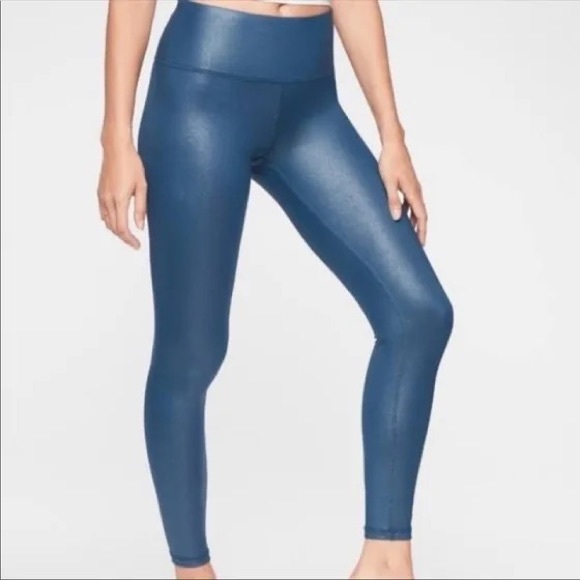 Athleta Pants - Athleta blue metallic leggings